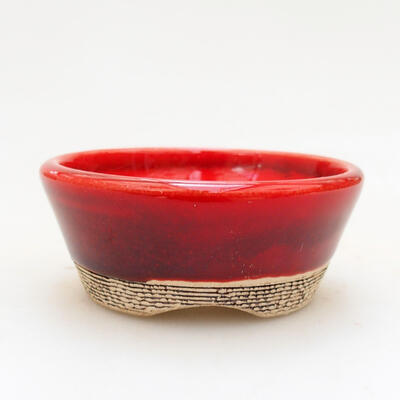 Bonsaischale aus Keramik 7 x 7 x 3 cm, Farbe rot - 1