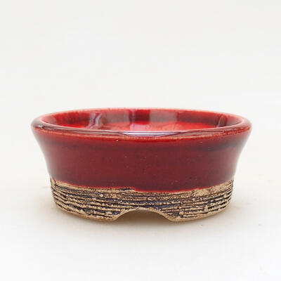 Bonsaischale aus Keramik 6 x 6 x 2,5 cm, Farbe rot - 1