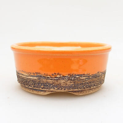Bonsaischale aus Keramik 8,5 x 8,5 x 3,5 cm, Farbe orange - 1