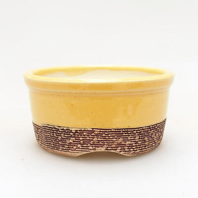 Bonsaischale aus Keramik 7 x 7 x 3,5 cm, gelbe Farbe - 1