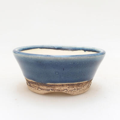 Bonsaischale aus Keramik 8 x 8 x 4 cm, Farbe blau - 1