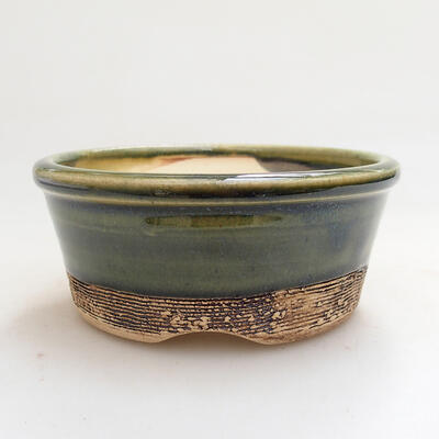 Bonsaischale aus Keramik 10 x 10 x 4,5 cm, Farbe grün - 1