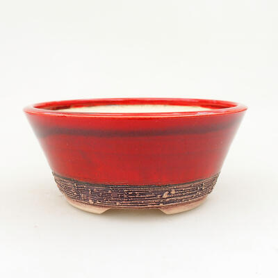 Bonsaischale aus Keramik 14 x 14 x 6 cm, Farbe rot - 1