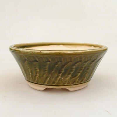 Bonsaischale aus Keramik 14,5 x 14,5 x 6 cm, Farbe grün - 1