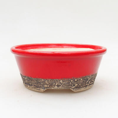 Bonsaischale aus Keramik 12,5 x 12,5 x 5 cm, Farbe rot - 1