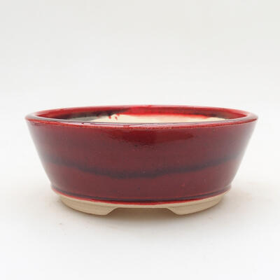 Bonsaischale aus Keramik 13 x 13 x 5 cm, Farbe rot - 1