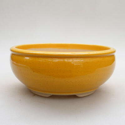 Bonsaischale aus Keramik 14 x 14 x 6 cm, Farbe gelb - 1