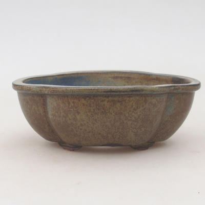 Keramische Bonsai-Schale 12,5 x 10,5 x 4,5 cm, braun-blaue Farbe - 1