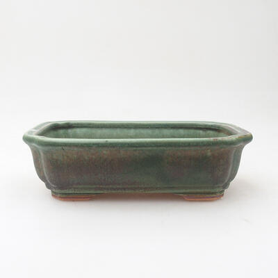 Bonsaischale aus Keramik 17,5 x 13,5 x 5,5 cm, Farbe grün-braun - 1