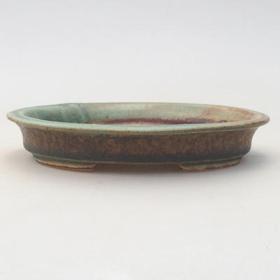 Keramische Bonsai-Schale 12,5 x 11 x 2 cm, Farbe braun-grün - 1