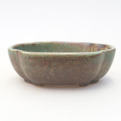 Keramische Bonsai-Schale 10,5 x 8 x 3,5 cm, Farbe braun-grün - 1