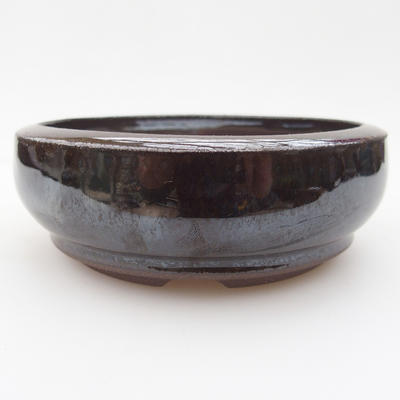 Keramik Bonsaischale 11 x 11 x 3,5 cm, braun-grüne Farbe - 1