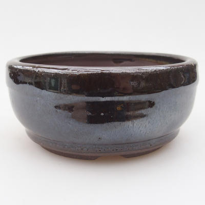 Keramik-Bonsaischale 10 x 10 x 4,5 cm, braun-grüne Farbe - 1