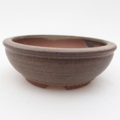 Keramik Bonsai Schüssel 10 x 10 x 3,5 cm, braune Farbe - 1