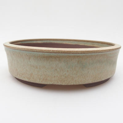 Keramik-Bonsaischale 17 x 17 x 4,5 cm, braun-grüne Farbe - 1