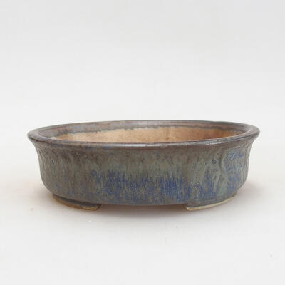 Bonsaischale aus Keramik 12,5 x 11,5 x 3,5 cm, Farbe blaubraun - 1