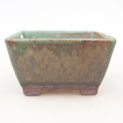Keramische Bonsai-Schale 9,5 x 9,5 x 5,5 cm, Farbe braun-grün - 1