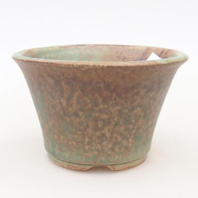 Keramische Bonsai-Schale 11 x 11 x 7 cm, Farbe braun-grün - 1