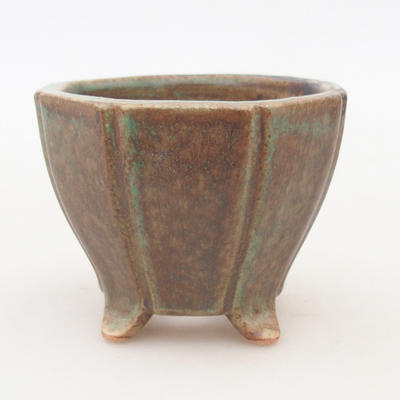 Keramische Bonsai-Schale 7 x 7 x 6 cm, Farbe braun-grün - 1