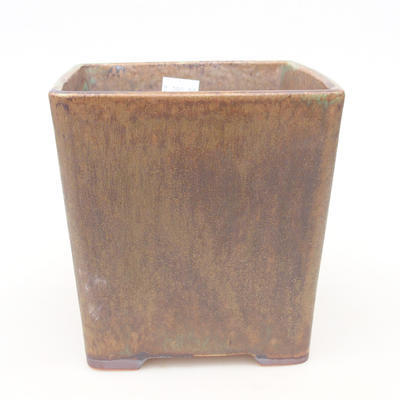 Keramische Bonsai-Schale 13,5 x 13,5 x 13,5 cm, Farbe braun-grün - 1