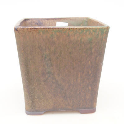 Keramische Bonsai-Schale 13,5 x 13,5 x 13,5 cm, Farbe braun-grün - 1