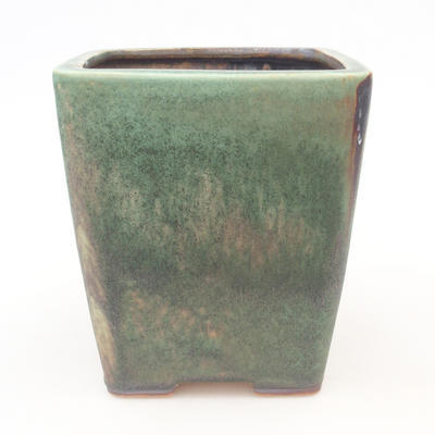Keramische Bonsai-Schale 14 x 14 x 15,5 cm, Farbe braun-grün - 1