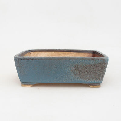 Bonsaischale aus Keramik 14,5 x 11,5 x 5 cm, blau-schwarze Farbe - 1