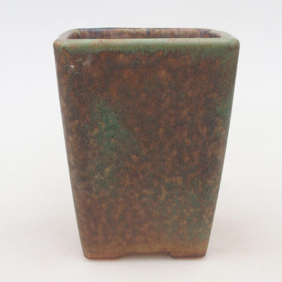 Keramische Bonsai-Schale 8,5 x 8,5 x 11 cm, Farbe braun-grün - 1