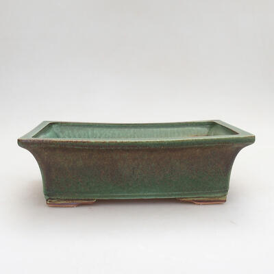 Bonsaischale aus Keramik 20,5 x 15,5 x 7 cm, Farbe grün-braun - 1