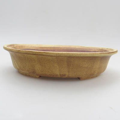 Keramik-Bonsaischale 20,5 x 18 x 4,5 cm, gelbbraune Farbe - 1