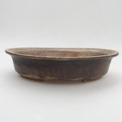Keramik-Bonsaischale 20,5 x 18 x 4,5 cm, braun-grüne Farbe - 1