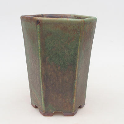Keramische Bonsai-Schale 13 x 12 x 17 cm, Farbe braun-grün - 1