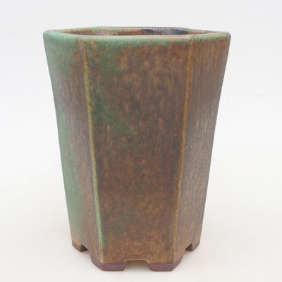 Keramische Bonsai-Schale 13 x 12 x 17 cm, Farbe braun-grün - 1
