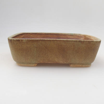 Keramik Bonsai Schüssel 18 x 15 x 5 cm, grün-braune Farbe - 1