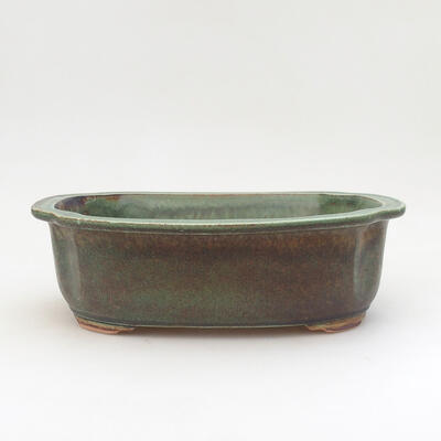 Bonsaischale aus Keramik 23,5 x 19,5 x 7,5 cm, Farbe grün-braun - 1