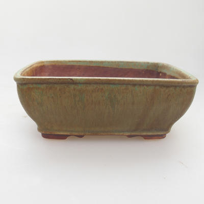 Keramik Bonsai Schüssel 15 x 12 x 5 cm, grün-braune Farbe - 1