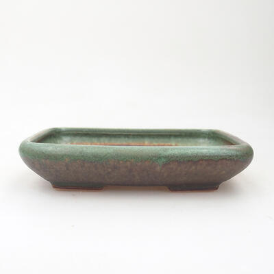 Bonsaischale aus Keramik 16,5 x 13 x 4 cm, Farbe grün-braun - 1