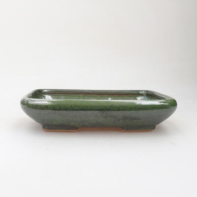 Bonsaischale aus Keramik 16,5 x 13 x 4 cm, grün-metallische Farbe - 1