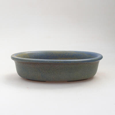 Bonsaischale aus Keramik 14,5 x 10 x 4 cm, Farbe blau-braun - 1