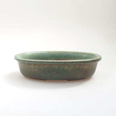 Bonsaischale aus Keramik 14,5 x 10 x 4 cm, Farbe grün-braun - 1