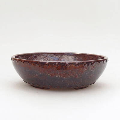 Bonsaischale aus Keramik 17 x 17 x 5,5 cm, braun-metallische Farbe - 1
