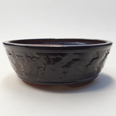 Keramische Bonsai-Schale 16 x 16 x 5,5 cm, braune Farbe - 1