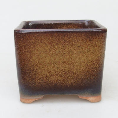 Keramik Bonsai Schüssel 10 x 10 x 8 cm, braune Farbe - 1