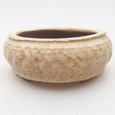 Keramik Bonsai Schüssel 9 x 9 x 4 cm, beige Farbe - 1