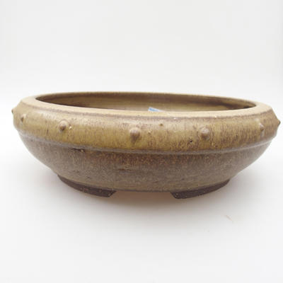 Keramik-Bonsaischale 22,5 x 22,5 x 7 cm, gelbbraune Farbe - 1