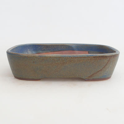 Keramik Bonsaischale 22,5 x 17,5 x 5,5 cm, braun-blaue Farbe - 2. Wahl - 1