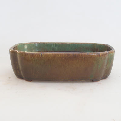 Keramik Bonsaischale 18 x 13,5 x 5 cm, braun-grüne Farbe - 2. Wahl - 1