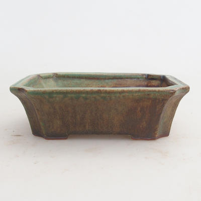 Keramik Bonsaischale 13,5 x 10,5 x 4 cm, braun-grüne Farbe - 2. Wahl - 1