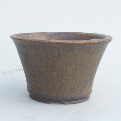Keramik Bonsai Schüssel 11 x 11 x 7 cm, braun-grüne Farbe - 2. Wahl - 1