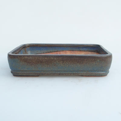 Keramik Bonsaischale 17,5 x 12,5 x 4 cm, braun-blaue Farbe - 2. Wahl - 1